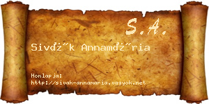 Sivák Annamária névjegykártya